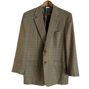 Brioni Mens Nomentano Window Pane Suit Jacket Size 42 Tan Wool